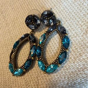 SILPADA KR "Peacock Punch" Swarovski Crystals Blue Earrings N91